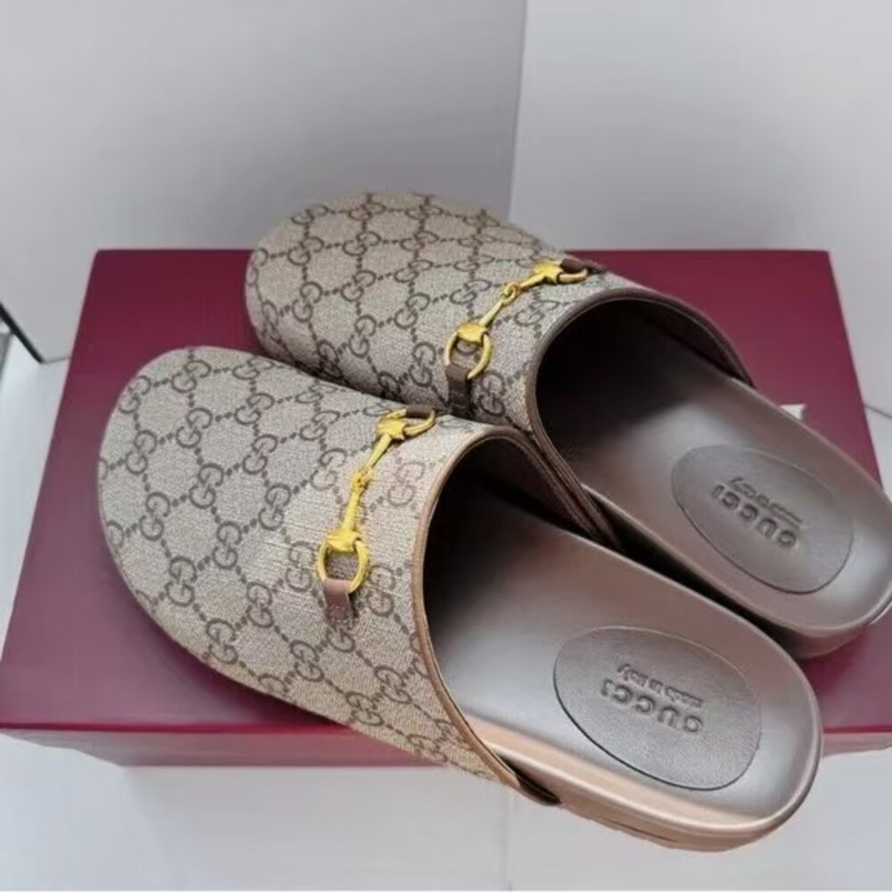 Gucci GG Monogram Horsebit Mule Slides